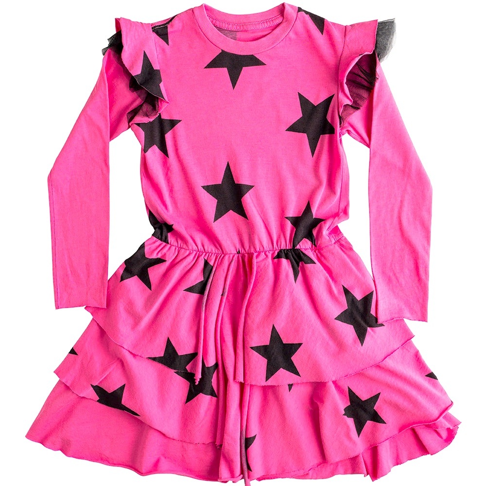 Nununu Star Multi Layered Dress Hot Pink Size 10-11